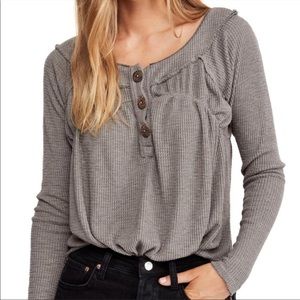 NWT Free People storm grey Henley long sleeve thermal